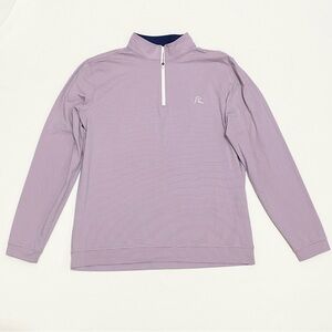 Rhoback Pink Blue Striped Men’s Long Sleeve Quarter 1/4 Zip Shirt